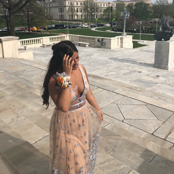 Blue flower prom dress - Picture 4 of 4